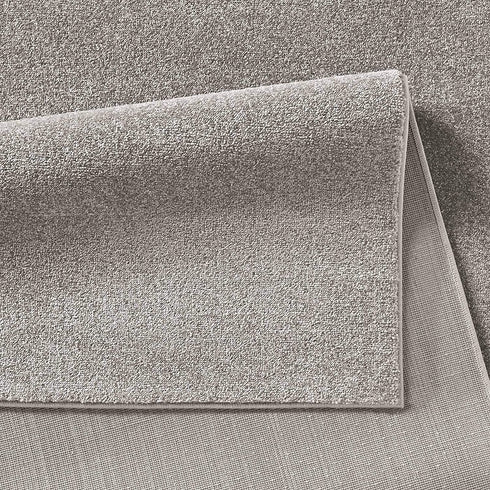 Kurzflor Teppich Designer | Flauschiger Flachflor fürs Wohnzimmer, Esszimmer, Schlafzimmer oder Kinderzimmer | Grau Rund